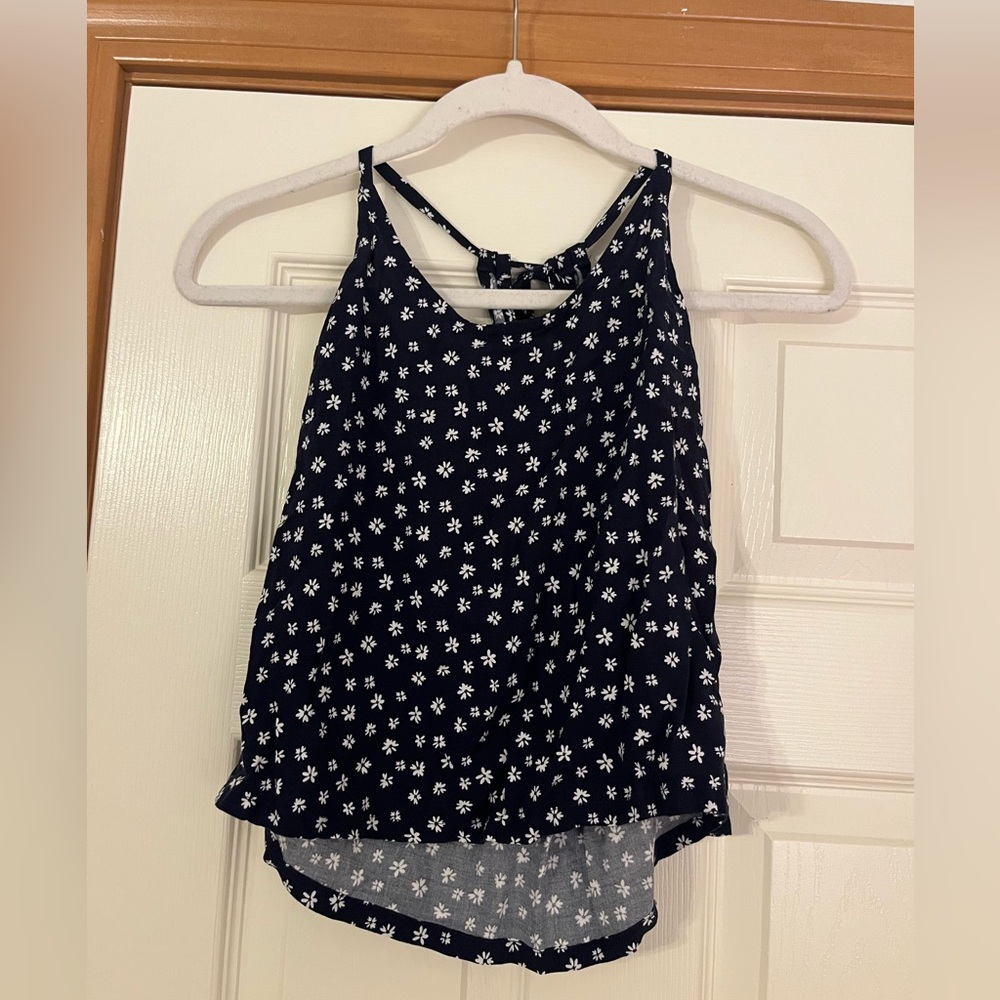 Hollister Navy and White Floral Camisole